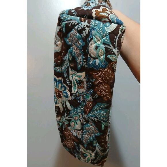 Vera Bradley Java Blue Tote Bag Purse Paisley Print Brown Blue Fabric Handbag - Picture 3 of 9